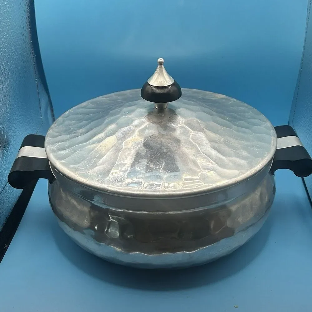 Vintage MMM Spain Hammered Aluminum Covered Casserole Incomplete No Glass Dish
